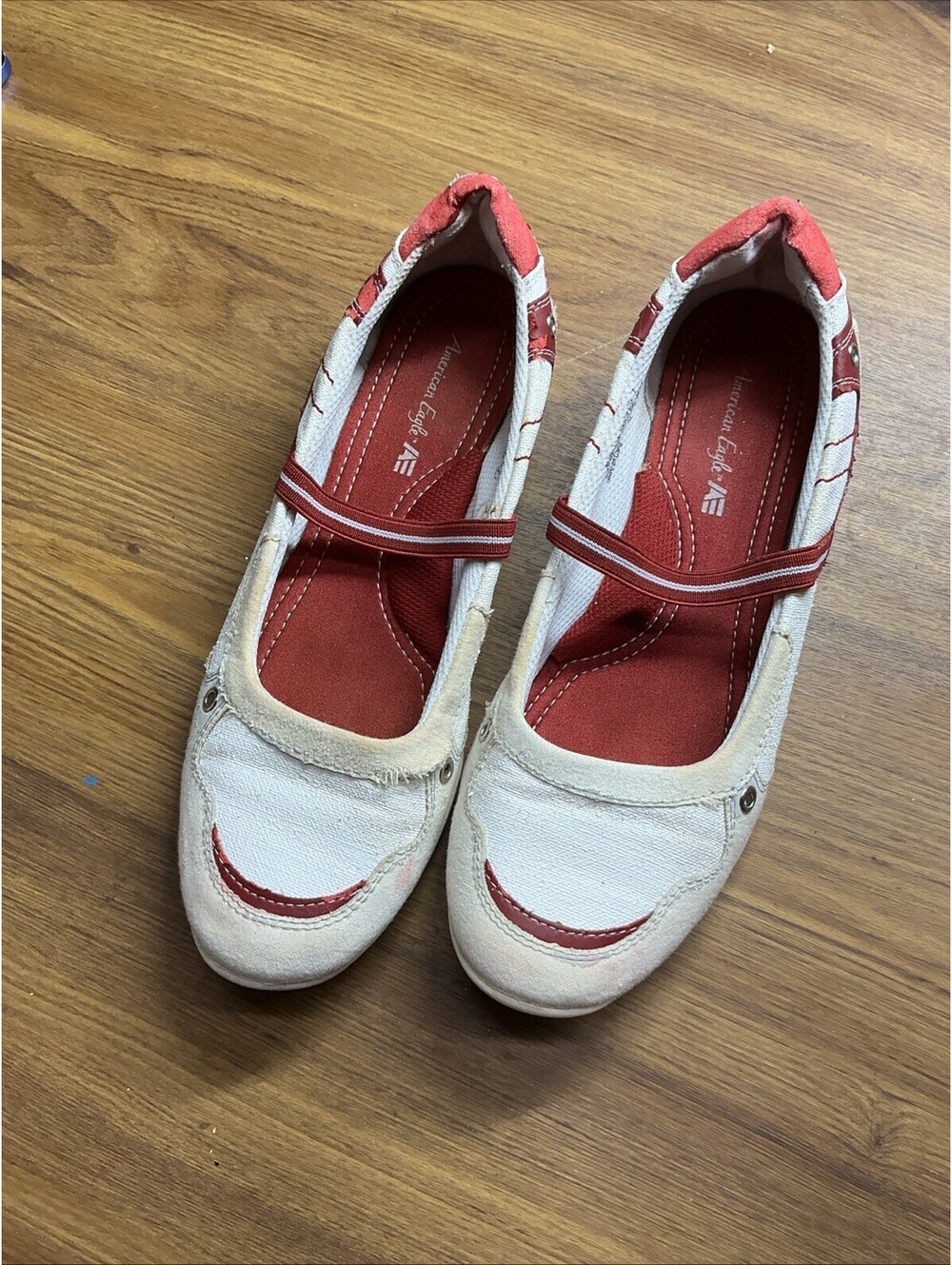 Vintage American Eagle Black And Red Faux Leather Mary Jane Strap Women’s 7